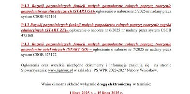 LGD „Brama Mazurskiej Krainy” ogłasza nabór wniosków